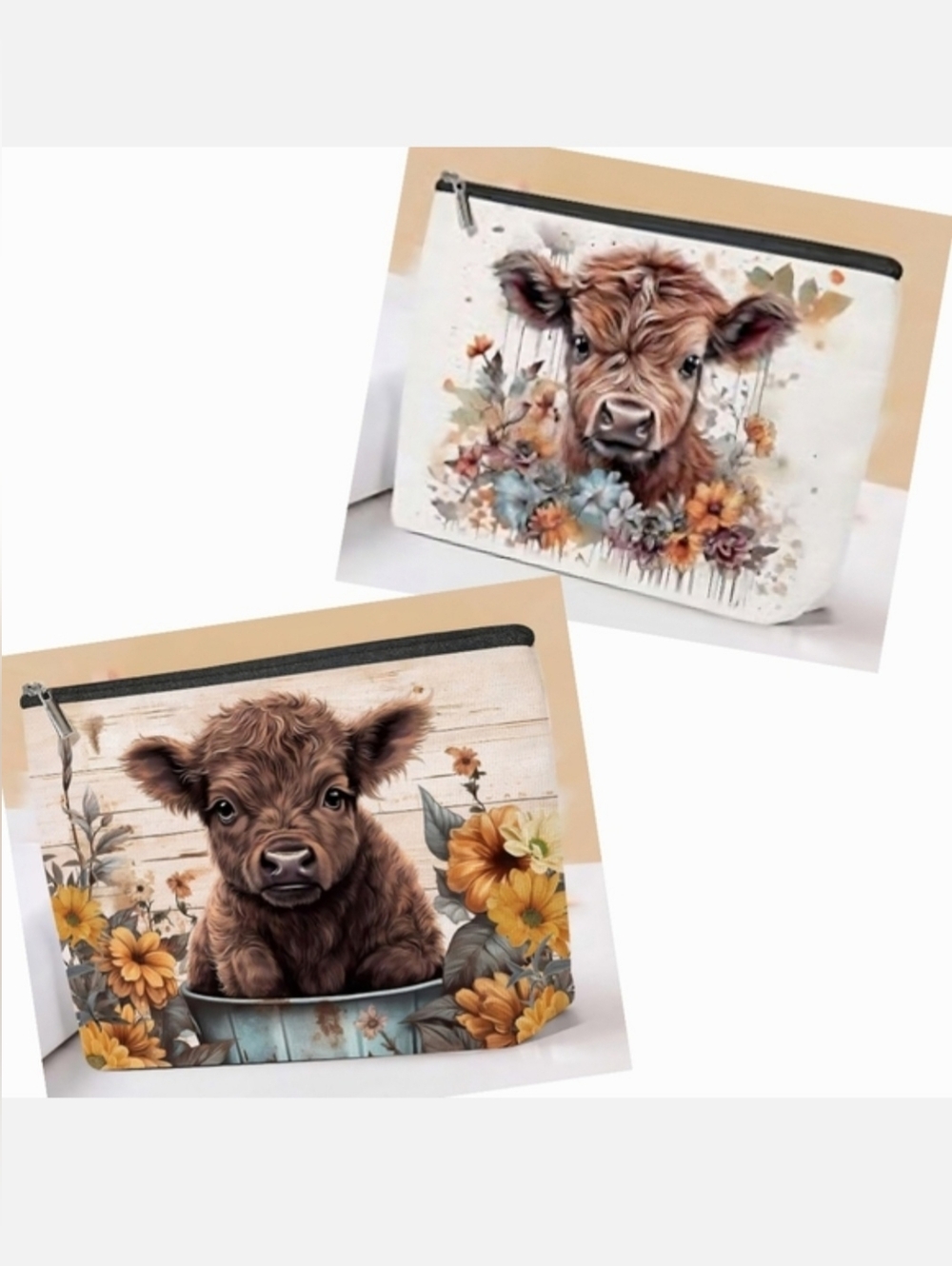 NWT Choice Of Highland Calf Waterproof Canvas Makeup/Essentials Bag